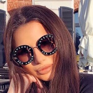 L’Aveugle Par Amour Round BeenVintage black gold designer look Trendy Sunglasses